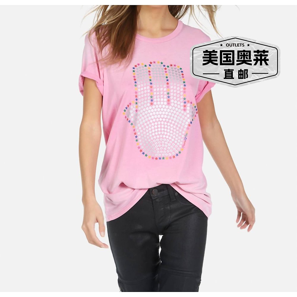 lauren moshiWolf Hamsa Elements T恤 In Party Pink Ombre--图0