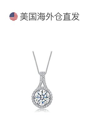 自营 GENEVIVE 纯银立方氧化锆吊坠项链 - 银白色 美国奥莱直发