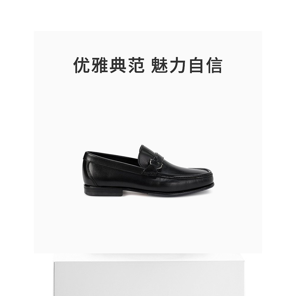 香港直邮SALVATORE FERRAGAMO 男士黑色皮革乐福鞋 0585513 - 图3