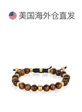 自营 Crucible Los Angeles 8 毫米虎眼石和金色 IP 不锈钢珠可调