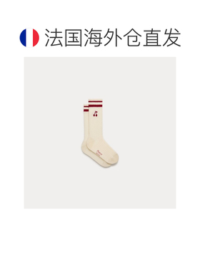 自营欧洲直邮Bonpoint小樱桃 Manea女孩乳白色樱桃点缀棉质中筒袜