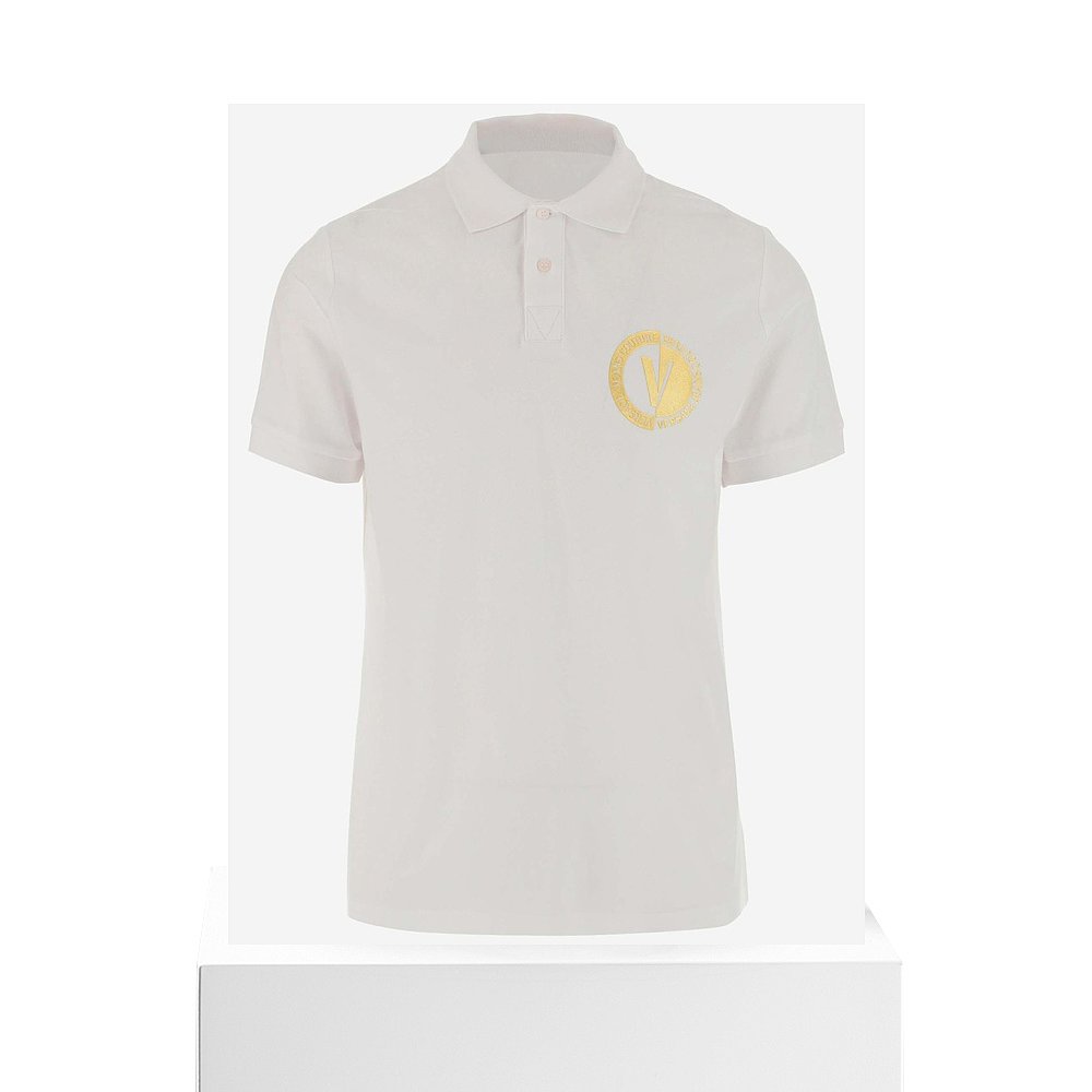 香港直邮Versace范思哲男士T恤白色立领系扣74GAGT10-CJ01T-G03 - 图3
