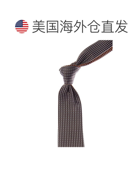 自营Canali橙色格子/棕色格子双面丝绸领带-橙色 美国奥莱直发