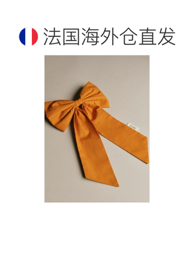 自营欧洲直邮Sezane 女士活力橙色蝴蝶结发夹棉质配饰发饰
