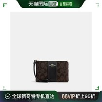 US Direct Mail Coach Iconic Canvas Corner Zipper Wristband Gold Brown Black