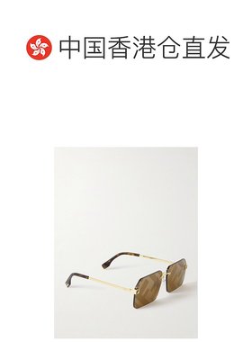 1h可退 香港直邮Fendi 芬迪 女士 天蓝色无框矩形框镀金太阳眼镜