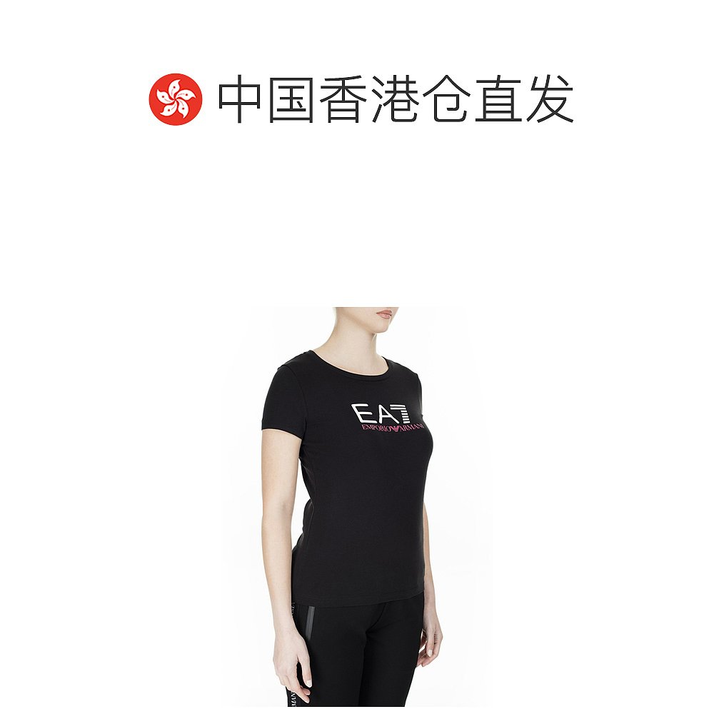 香港直邮EMPORIO ARMANI 女士黑色棉质T恤 3GTT62-TJ12Z-1200 - 图1