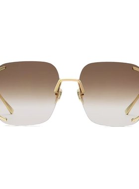 GUCCI/古驰 女款金属细节方形无框结构 棕色渐变色镜片太阳镜