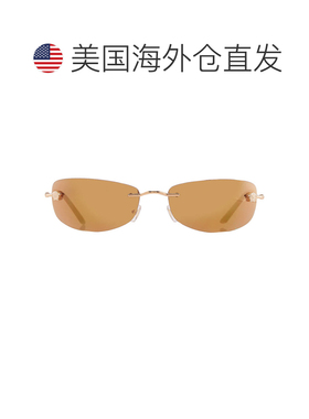 自营Versace Bronze Mirror Gold Rectangular Men's Sunglasses