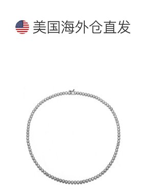 自营 GENEVIVE 925 纯银立方氧化锆锯状滚边包边网球项链 - 银白