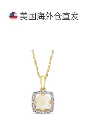 自营 mimi & max10K 金蛋白石和 1/10 CT TW 钻石浮动方形光环项