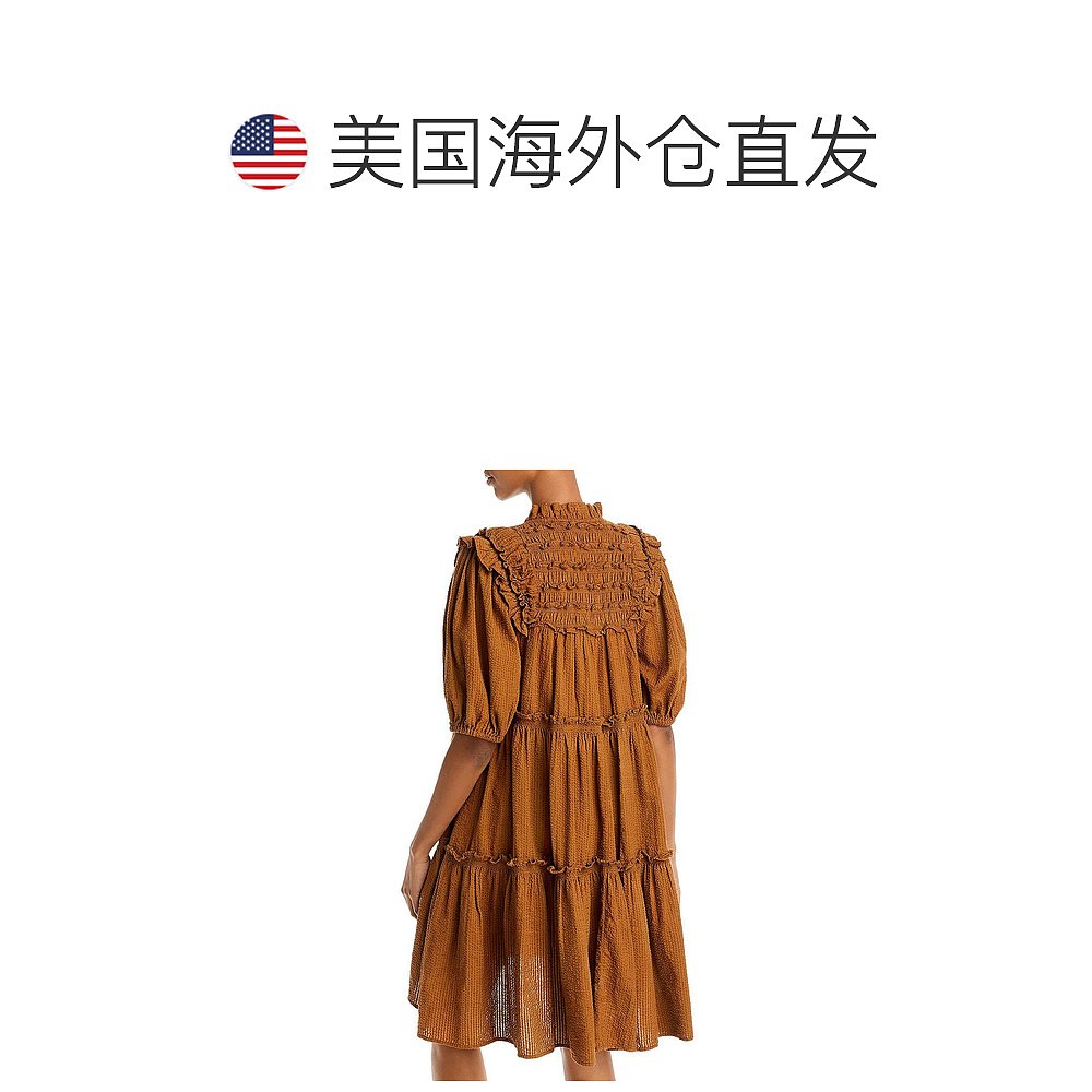 sea new yorkSeersucker Mini Shift Dress tobacco 【美国奥莱】 - 图1