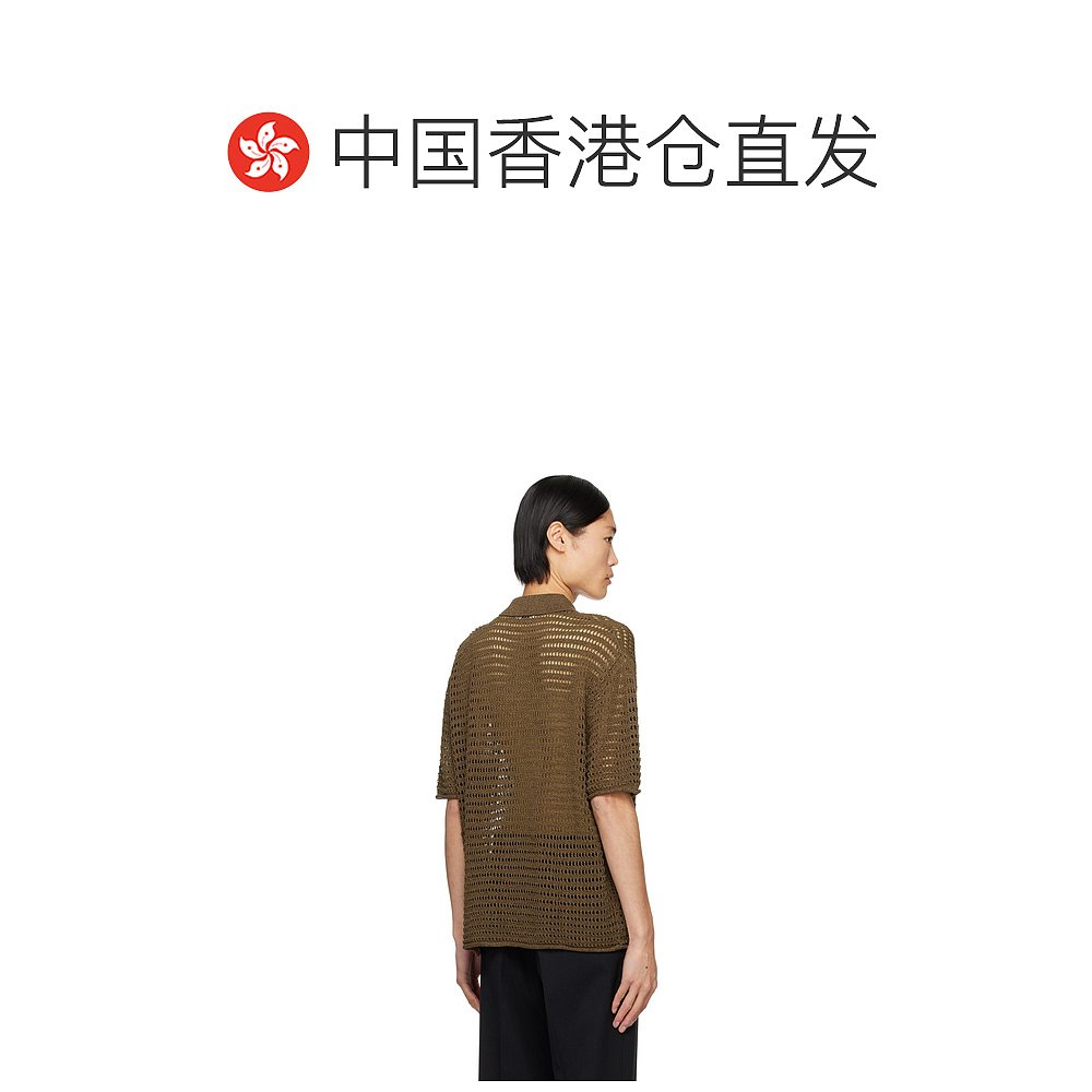 香港直邮潮奢 Commas 男士棕色 Open Work Polo 衫 - 图1