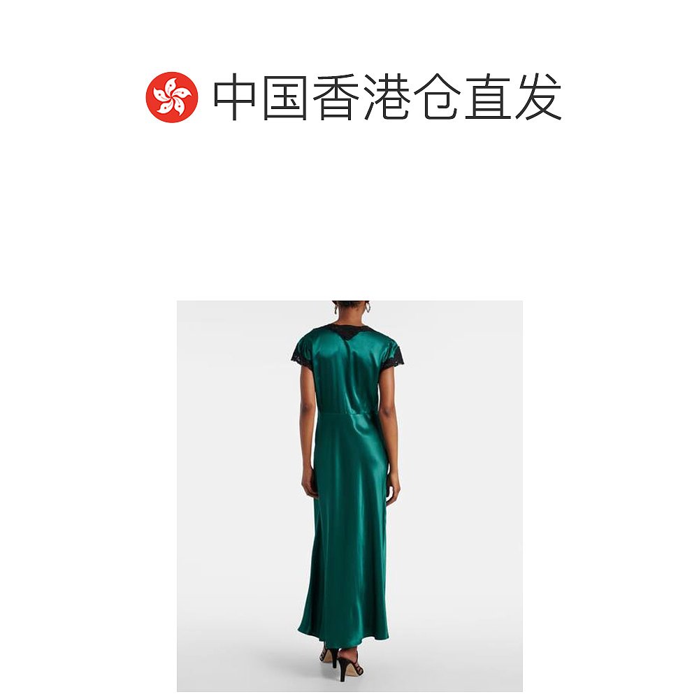 1h可退 香港直邮RIXO 女士 Amari 缎面中长连衣裙 green绿色 舒适 - 图1