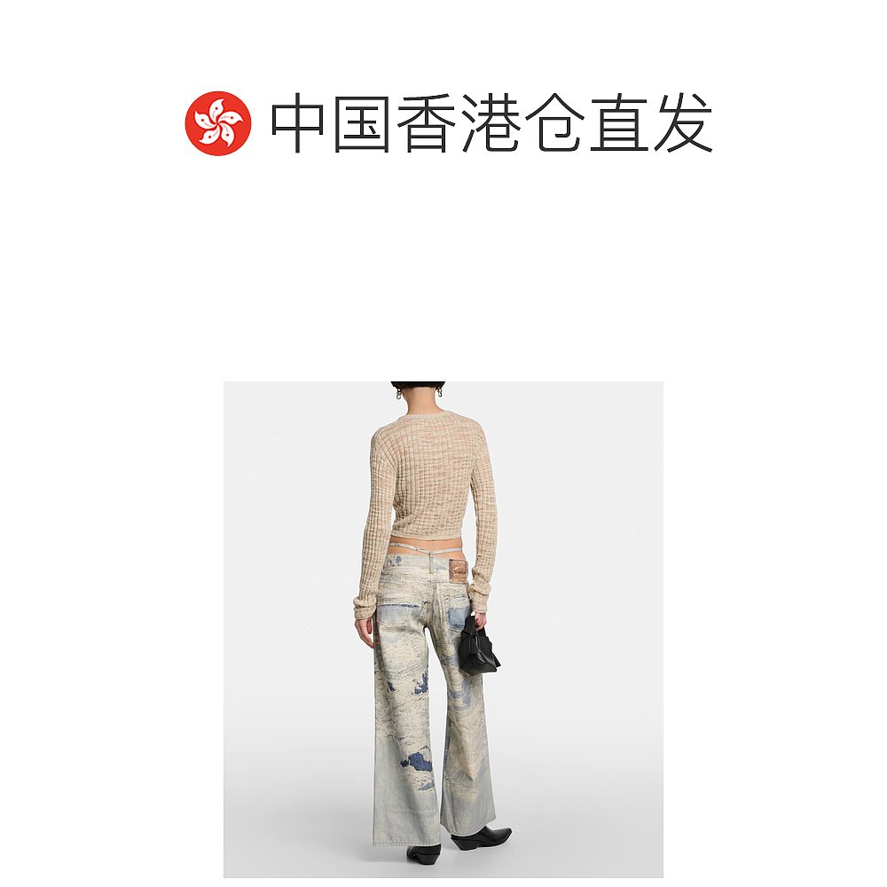 香港直邮潮奢 Acne Studios 艾克妮 女士 Repair 中腰阔腿牛仔裤 - 图1