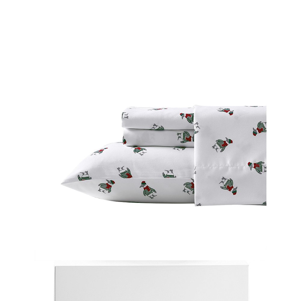 Nautica Penguin Toss Print Queen Flannel Sheet Set - seaweed - 图3