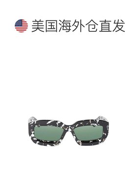 自营 off-white米白色夏洛特几何太阳镜-黑色哈瓦那绿 美国奥莱直