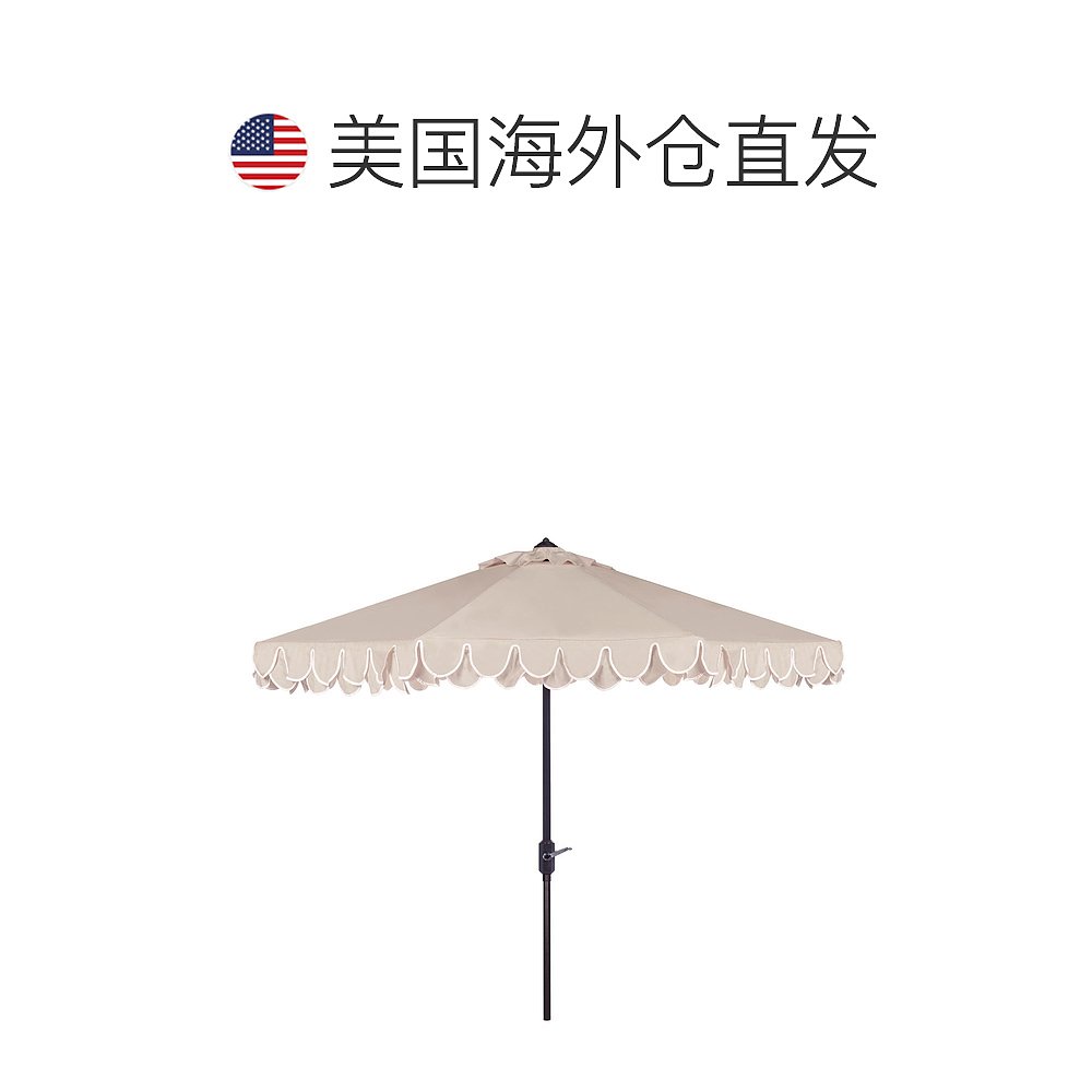 safaviehElegant Valance 9Ft Auto Tilt Umbrella - 米色/白色 - 图1