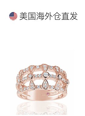 自营 Suzy Levian Rose 纯银立方氧化锆三排多形戒指 - 粉红色 美