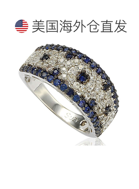 自营Suzy Levian 2.28 克拉蓝宝石和钻石配饰纯银抽象戒指 - 蓝色
