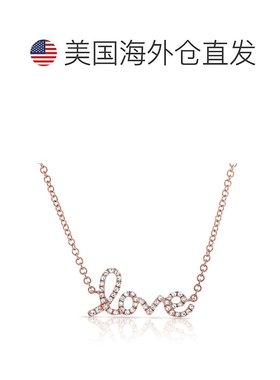 自营 sabrina14k 金 & 钻石 Script Love 项链 - 玫瑰色 美国奥莱