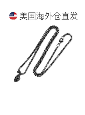 自营 crucible坩埚洛杉矶黑色不锈钢 12 毫米骷髅项链，带 24 英