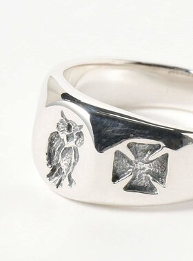 Bill Wall Leather 猫头鹰刻印男士银戒指 79010034328