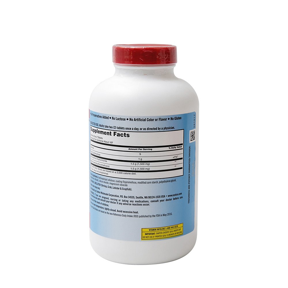 天猫国际海外直购美国直邮柯克兰Kirkland HCL盐酸氨基葡萄糖MSM维骨力375粒2瓶2