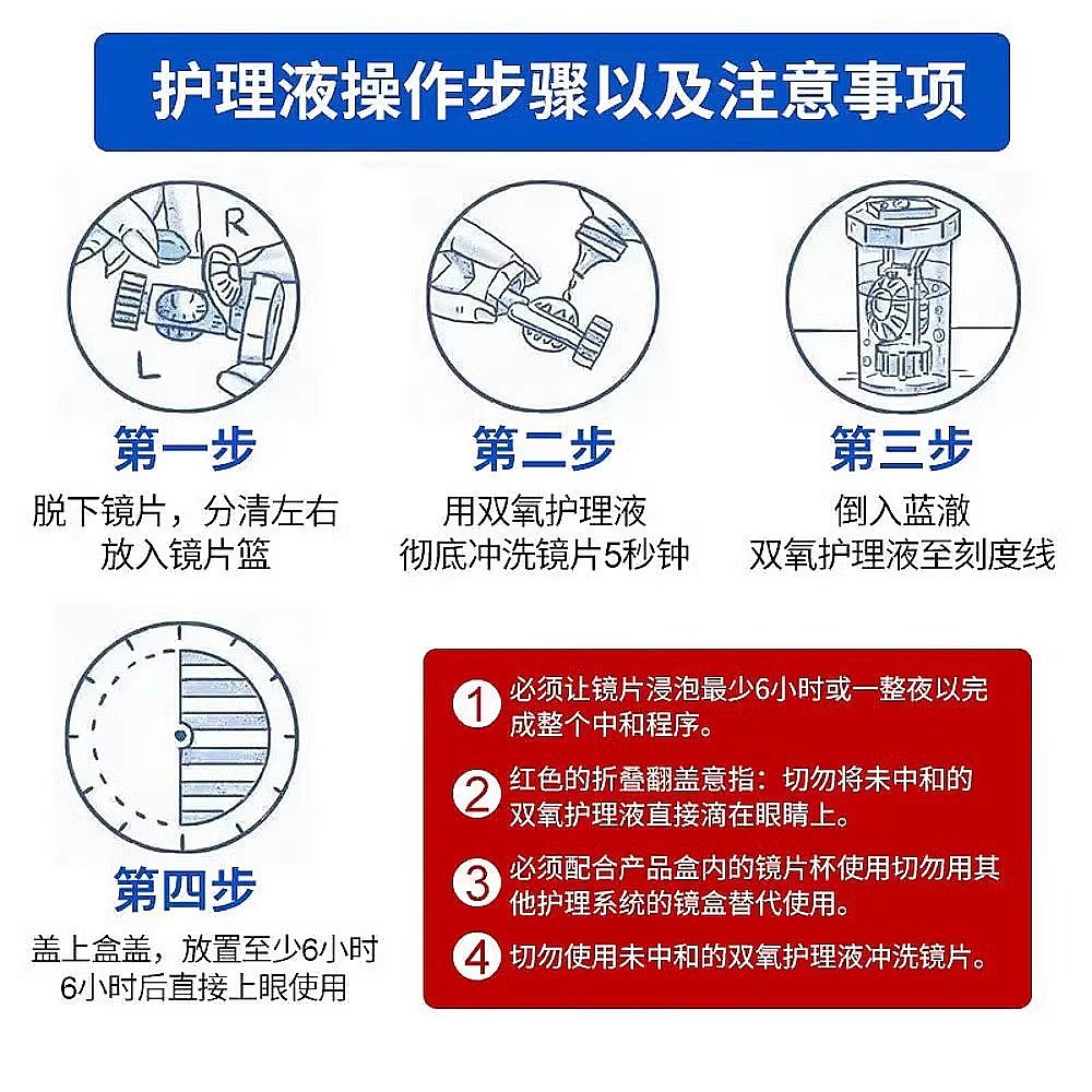 香港直邮美国进口爱尔康蓝澈双氧水硬性隐形眼镜护理液480ml*2瓶 - 图3