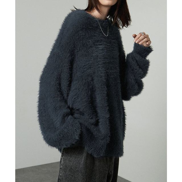 1h refundable Japanese direct mail Alfred Alex men and women same style fluff knitted round neck pullover retro mix