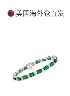 自营 Ross-Simons Simulated Emerald and . CZ Bracelet in Ster