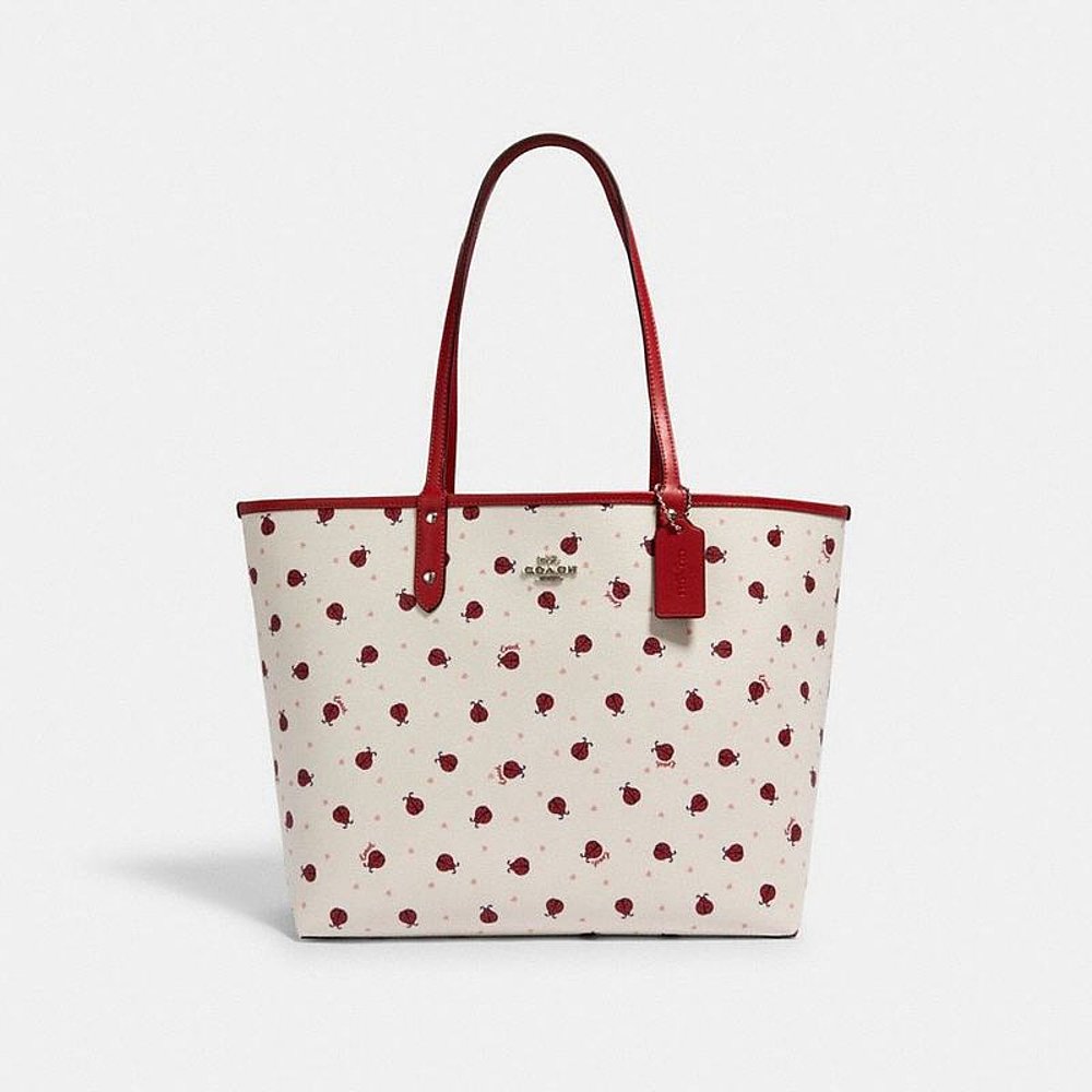 天猫国际海外仓直购美国直邮 COACH 蔻驰 女士皮+PVC双面敞口托特包大容量夏季限量色2