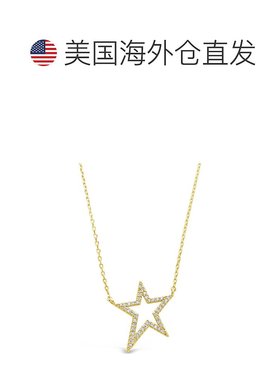 自营 sterling foreverSterling Silver CZ Star Necklace gold