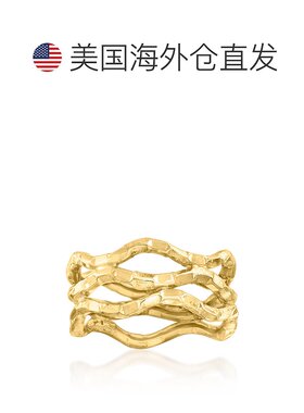 自营 Ross-Simons 14kt 黄金波浪镂空戒指 - 黄色 美国奥莱直发