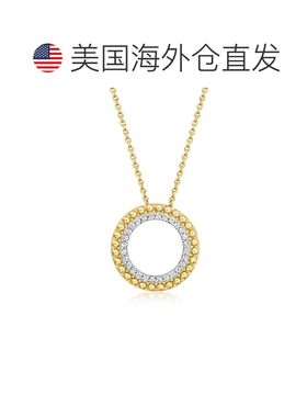自营Ross-Simons Diamond Beaded-Edge Circle Pendant Necklace