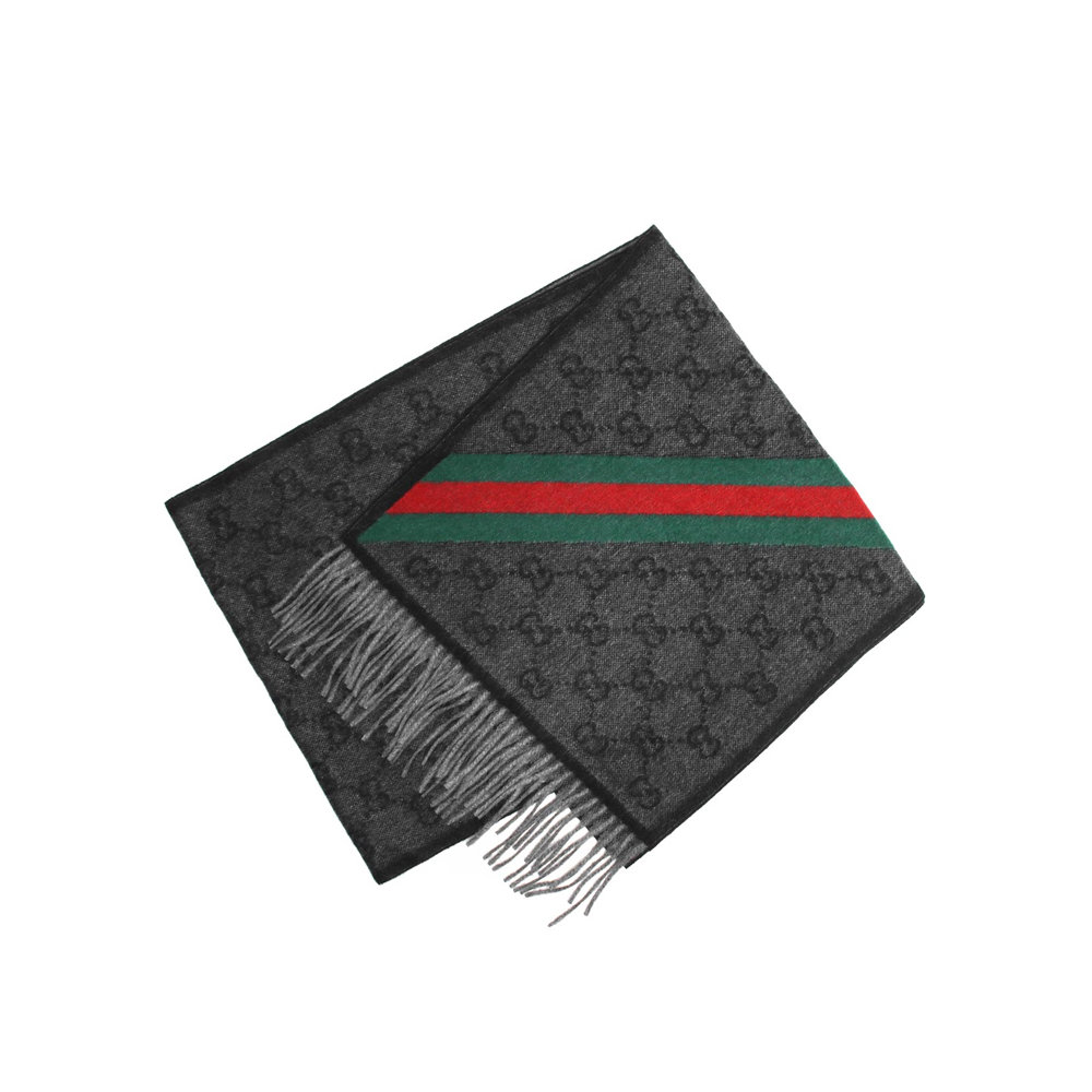 天猫国际海外仓直购香港直邮GUCCI 古驰 女士男女同款情侣款羊毛双G提花图案围巾0