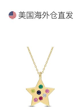 自营 Mimi & Max 3/5 克拉 TGW 多色宝石星星吊坠带链条镀黄色纯