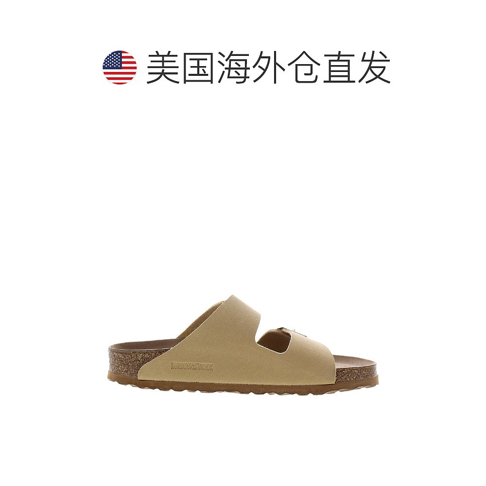 birkenstockArizona 女士皮革一脚蹬人字拖 - 拿铁奶油色 【美国 - 图1