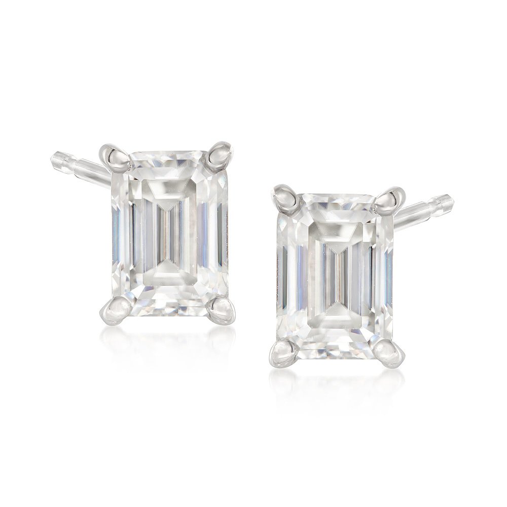 Ross-Simons Moissanite Stud Earrings in Sterling Silver- wh-图2