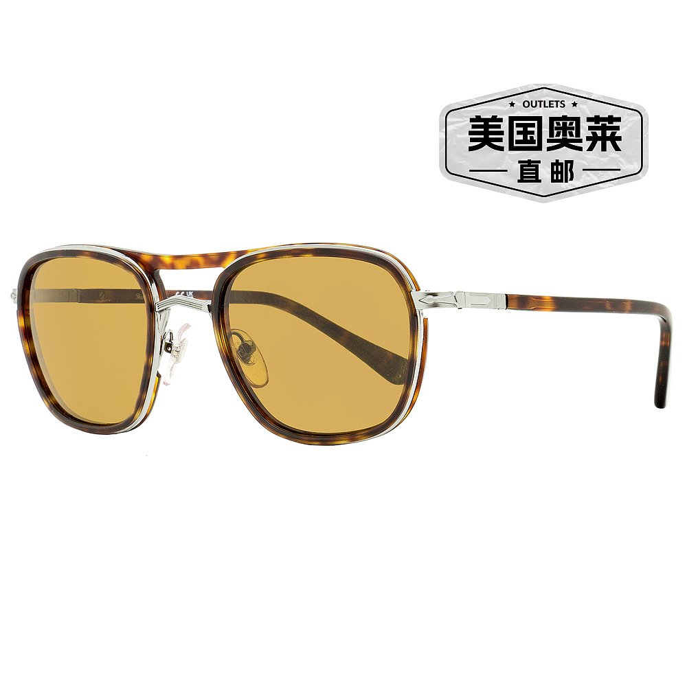 Persol Unisex Square Sunglasses PO2484S 1144/33 Havana/Gunme - 图0