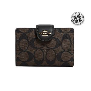 Coach/蔻驰 标志印花帆布中号角拉链钱包卡包 【美国奥莱】直发