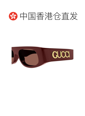 1h可退 香港直邮Gucci 古驰 女士 酒红色 Geometric 太阳镜 GG177