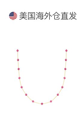 自营 RS Pure by Ross-Simons 粉色电气石珠站项链 14 克拉黄金 -