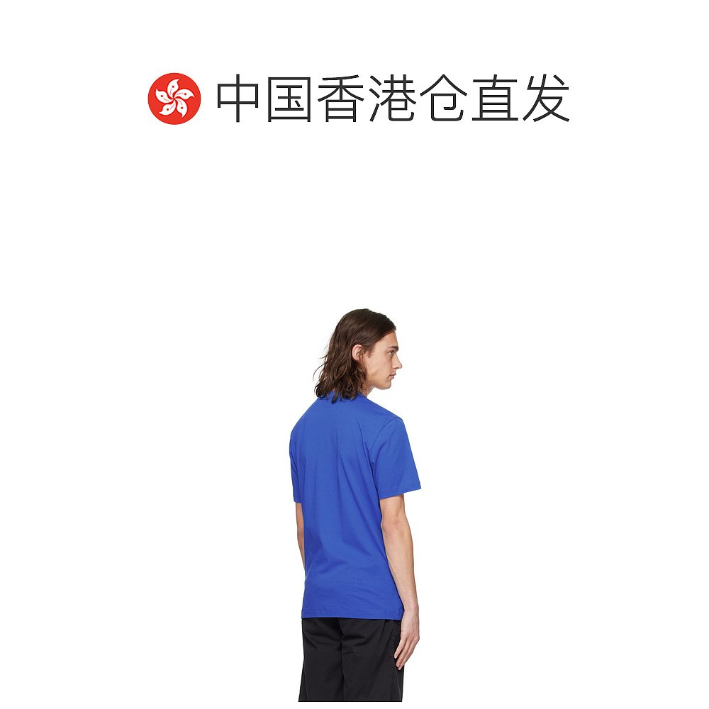 香港直邮潮奢 BOSS 波士 男士 蓝色 Rubber-Print Logo T 恤 5046 - 图1