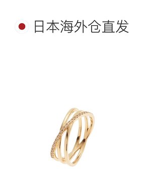日潮跑腿Cocoshnik钻石戒指日系轻奢个性简约交叉独特黄金金色