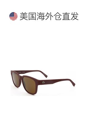 自营 Lacoste男式53毫米棕色太阳镜-哑光红色 美国奥莱直发