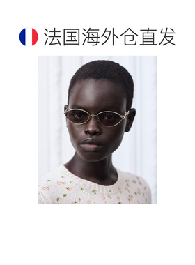 自营欧洲直邮Dior迪奥 Bow女士米色金属蝴蝶结太阳镜