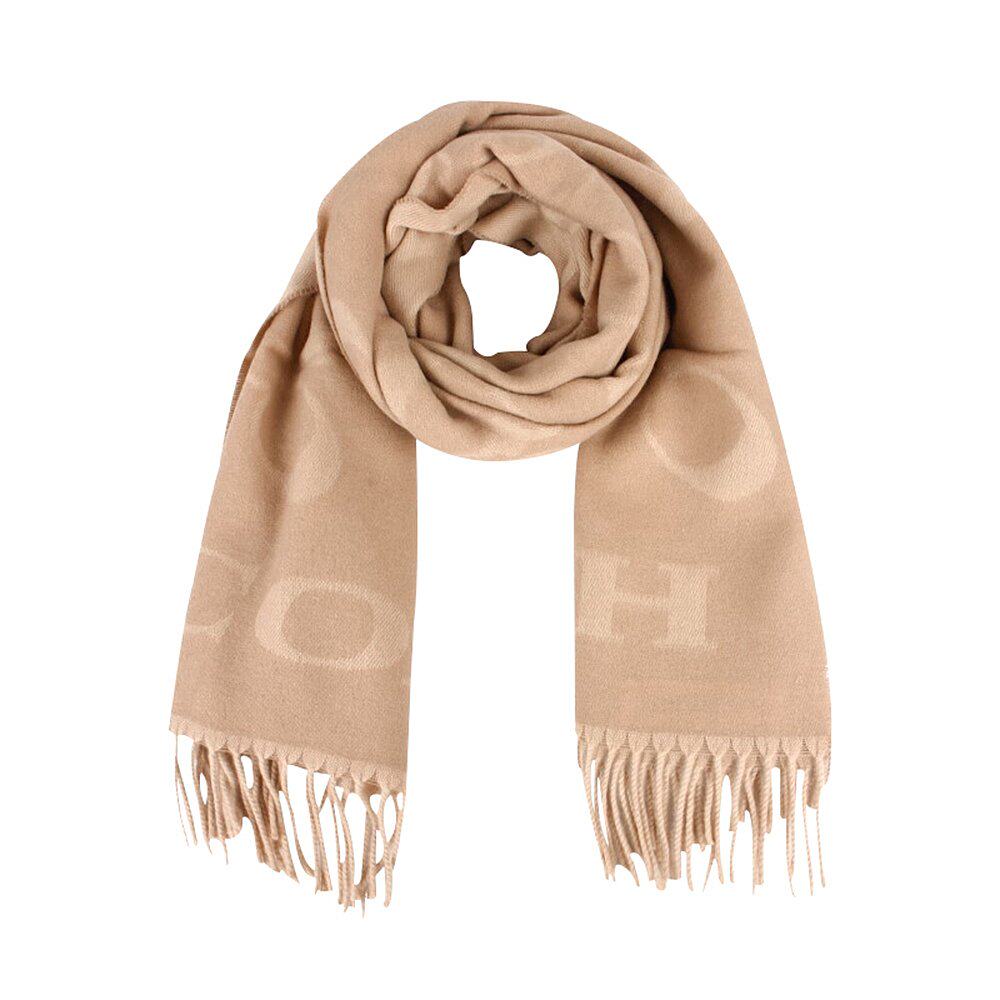 香港直邮coach蔻驰 男女同款流苏字母印花羊绒围巾双面两用