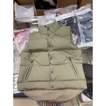 ຜົມຊື່ຮົງກົງ Charlie Luciano Men's Down Jacket Green Sleeveless Logo Soft Warm Loose