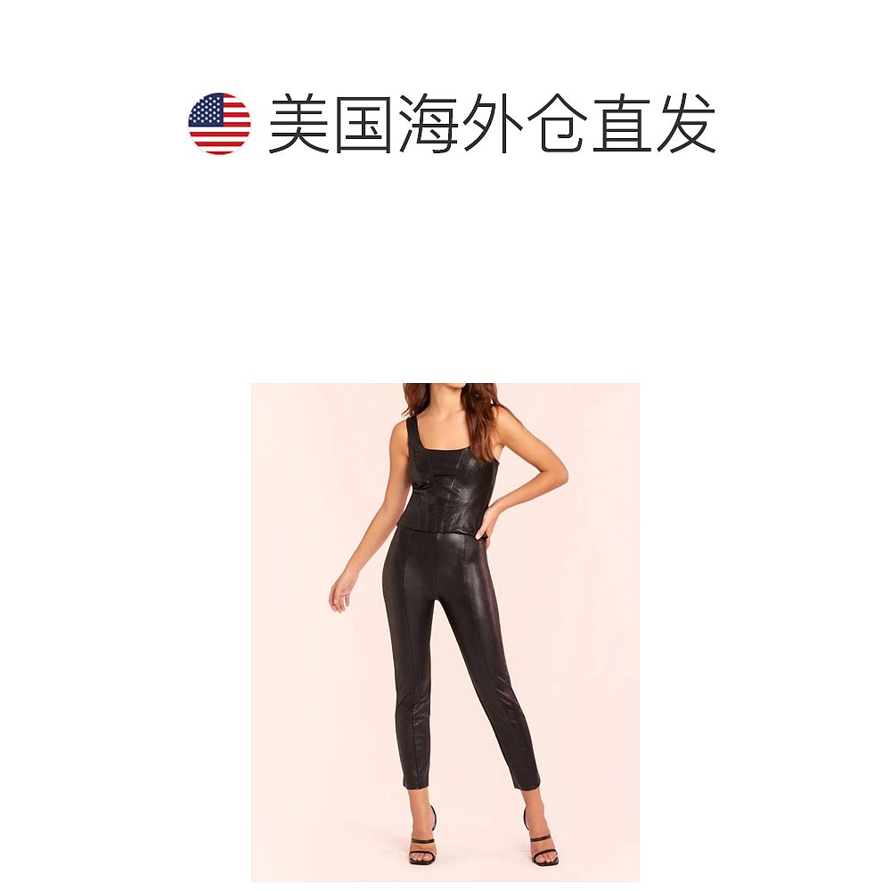 amanda uprichardRomana Faux Leather Pull-On Pants In Black b-图1